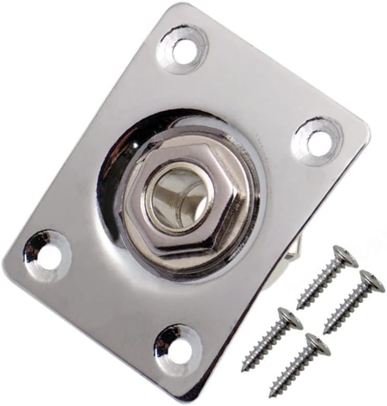 Jd.Moon Square Metal 1/4 Output Jack Plate Input Jack Socket For Electric Guitar Bass (Chrome)