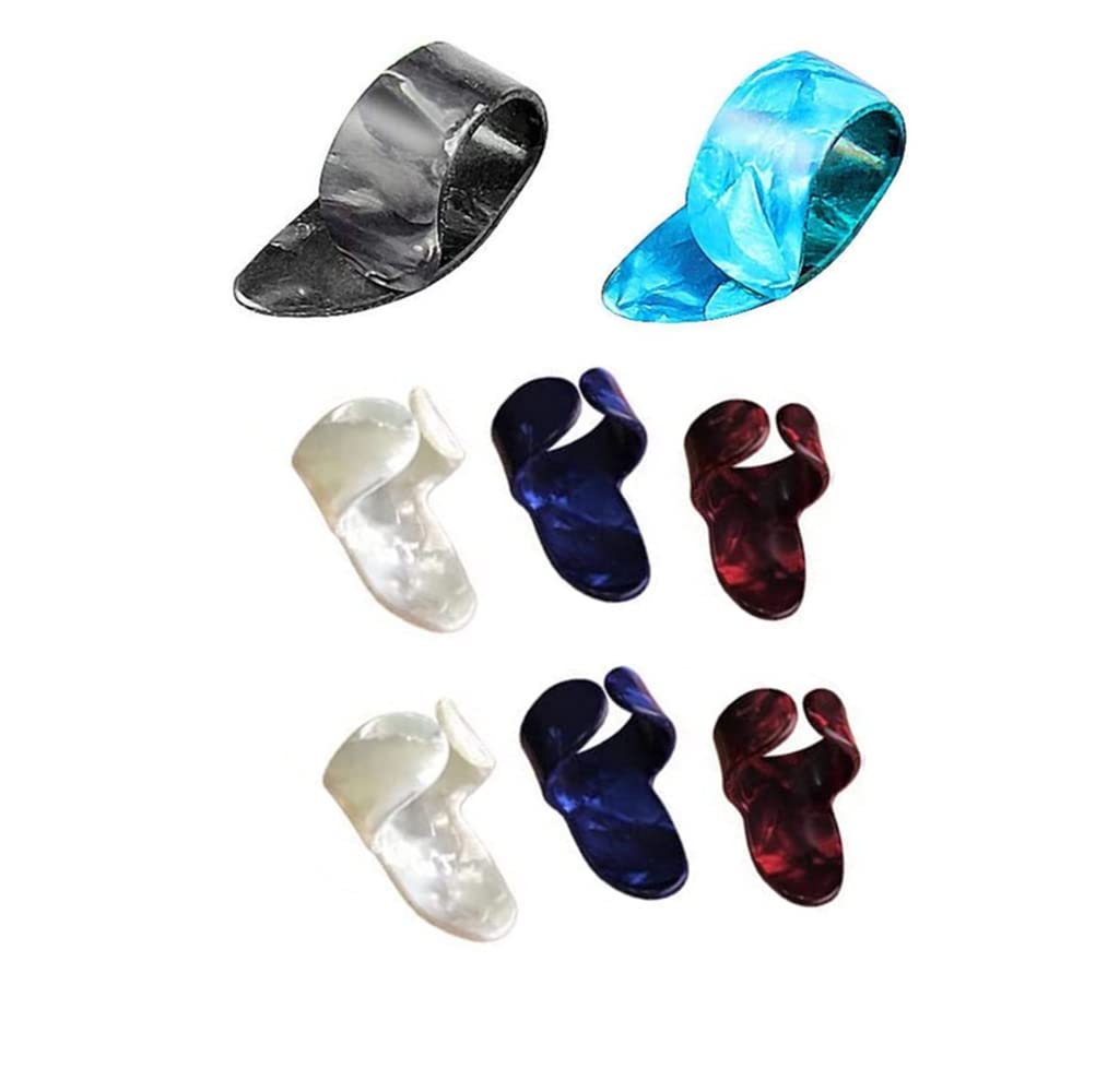 8 Pieces Thumb Picks Finger Picks Sichumaria Thumb Finger Guitar Picks Plectrum Medium, Flat Thumbpicks Celluloid Thumb Picks fo