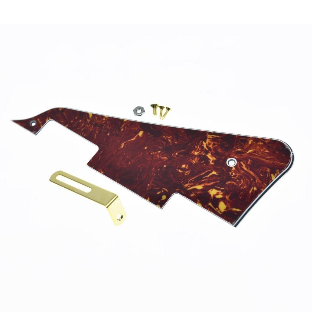 KAISH Vintage Tortoise LP Guitar Pickguard with Gold Stainless Steel Bracket and Steel Mounting Screws for USA Les Paul