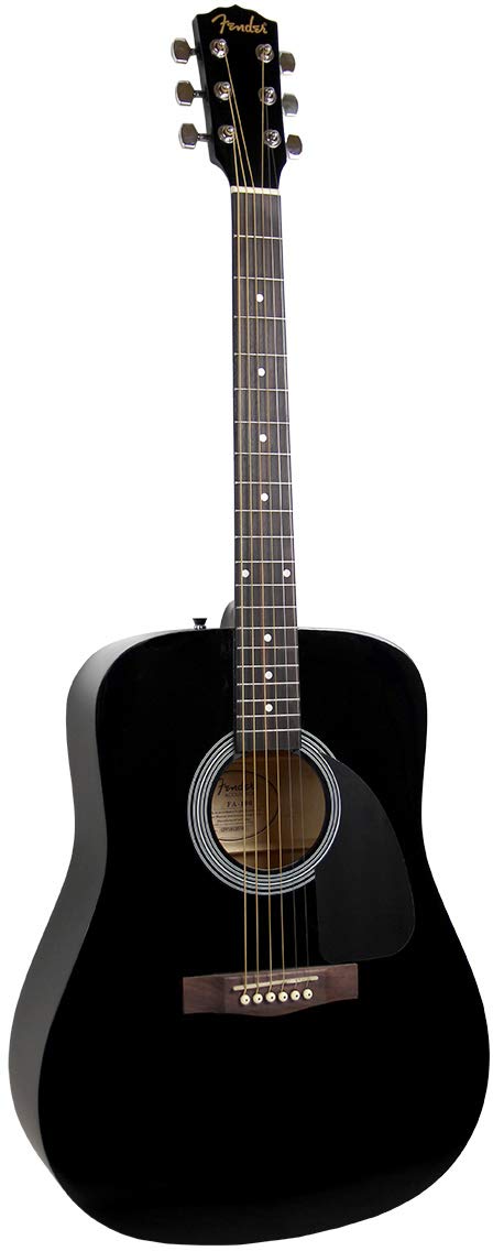 Fender FA-115 Dreadnought Acoustic Guitar - Black Bundle with Hard Case, Tuner, Strings, Strap, and Picks