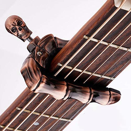 Geva Guitar Capo Skull Knob For Acoustic And Electric Skeleton Head, Universal 4 5 6 12 Strings Instrument Capos Classical Bass