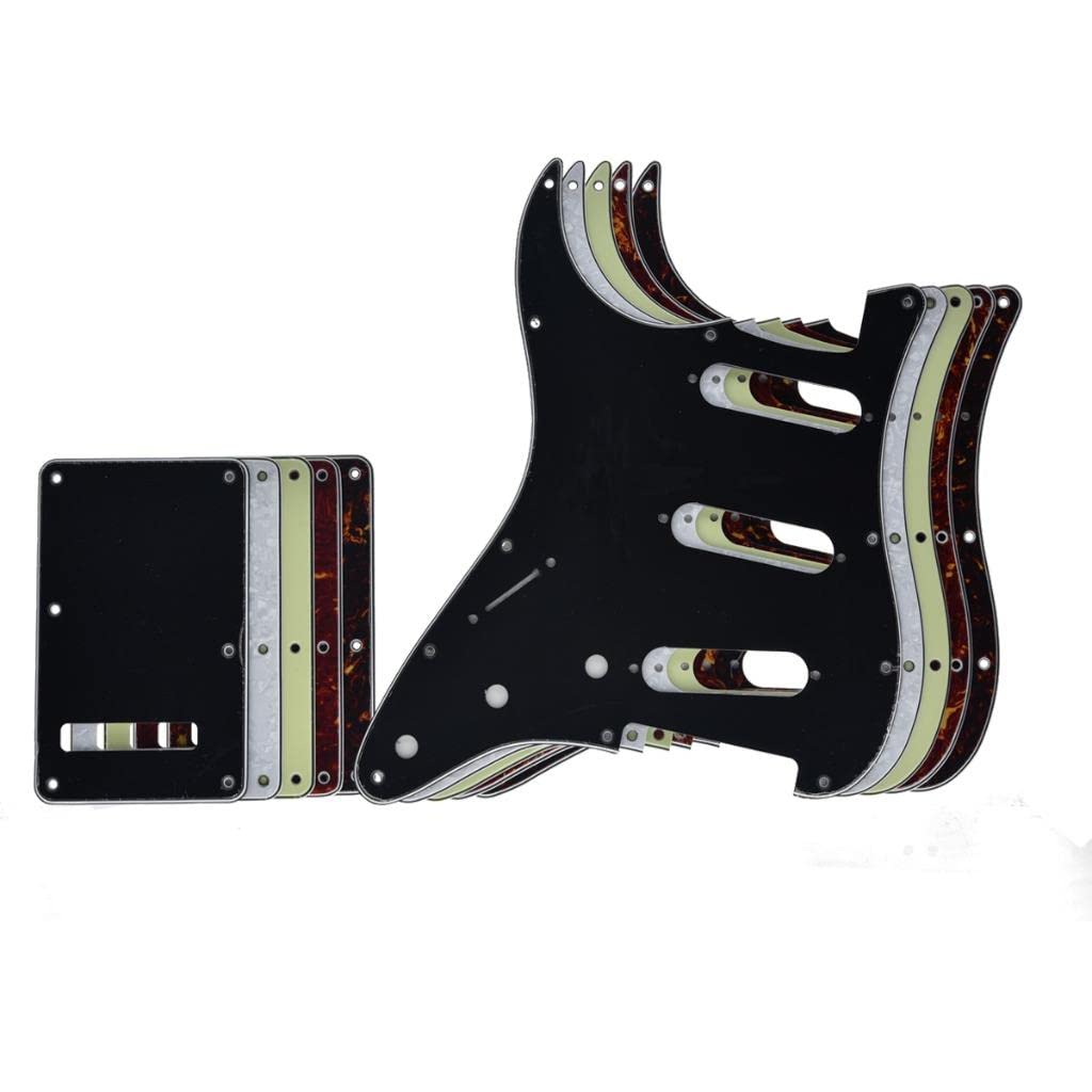 Dopro Lefty ST Strat SSS Pickguard Left Handed Tremolo Trem Cover Back Plate for USA/Mexican FD Dark Tortoise