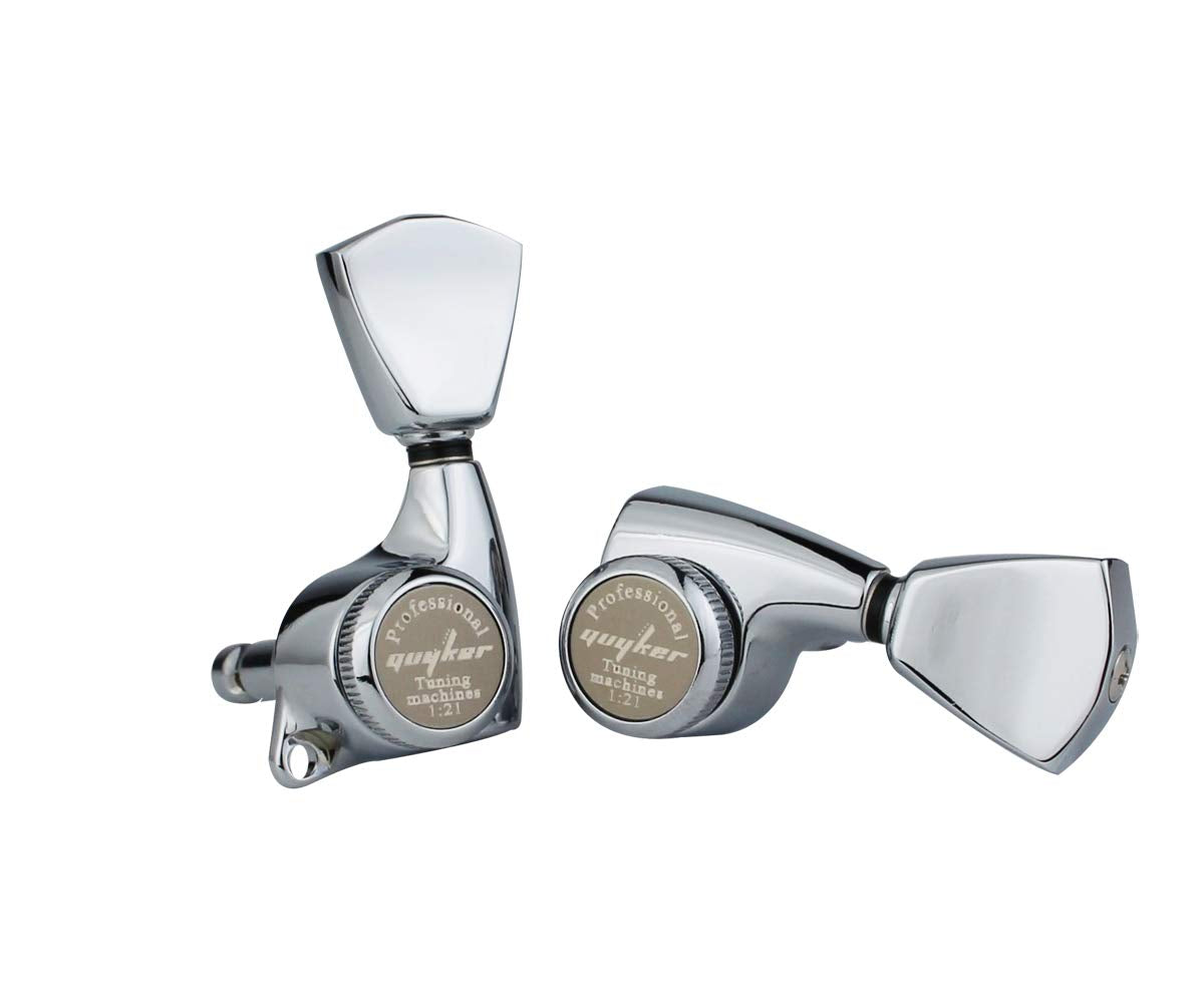 Guyker 6Pcs Guitar Locking Tuners (3L + 3R Handed) - 1:21 Lock String Sealed Tuning Key Pegs Machine Heads with Keystone Knob Re