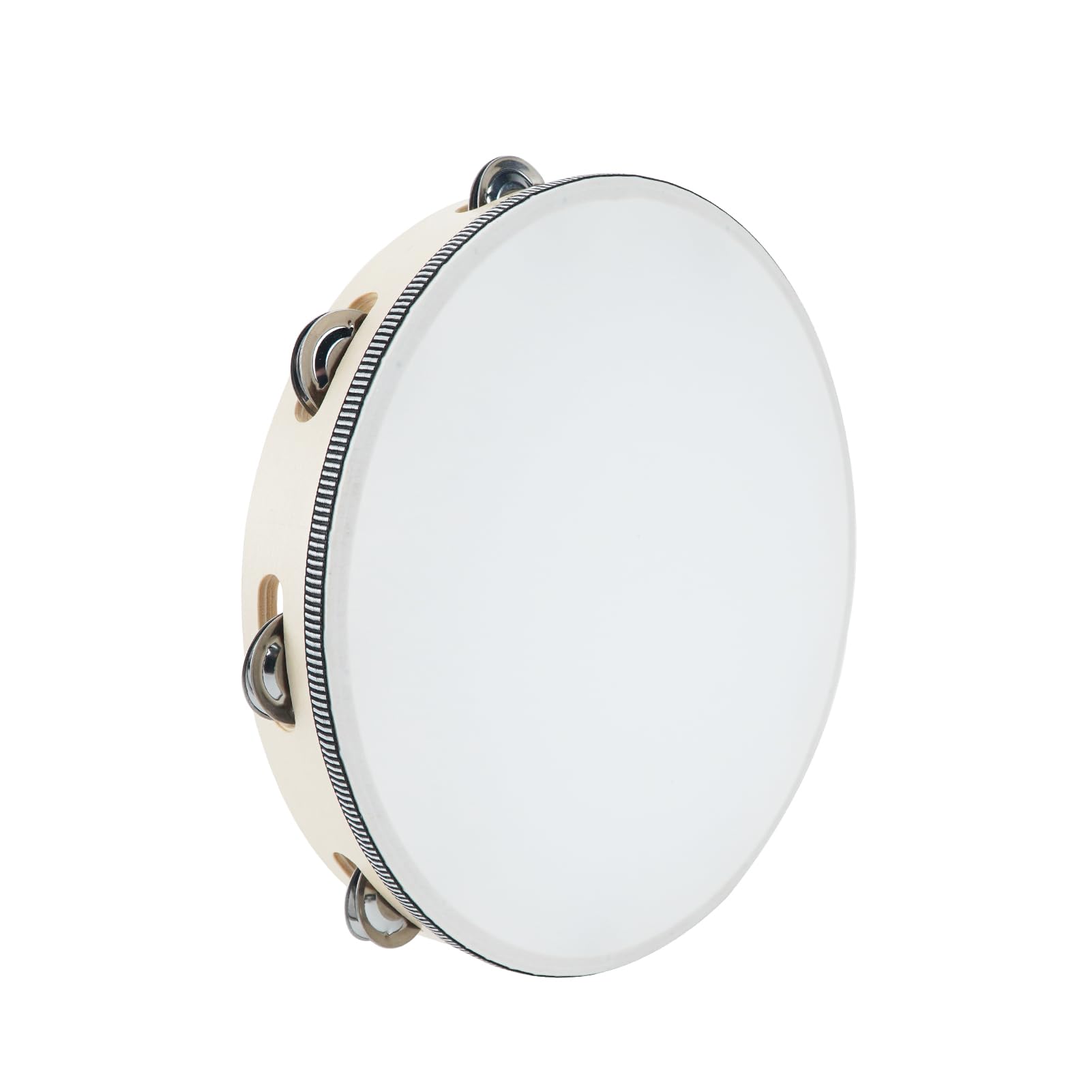 10 inchTambourine For Adults Hand Held Wood Tambourine Comes In Single Row Metal Jingles Musical Gift Rhythm Percussion Instrume