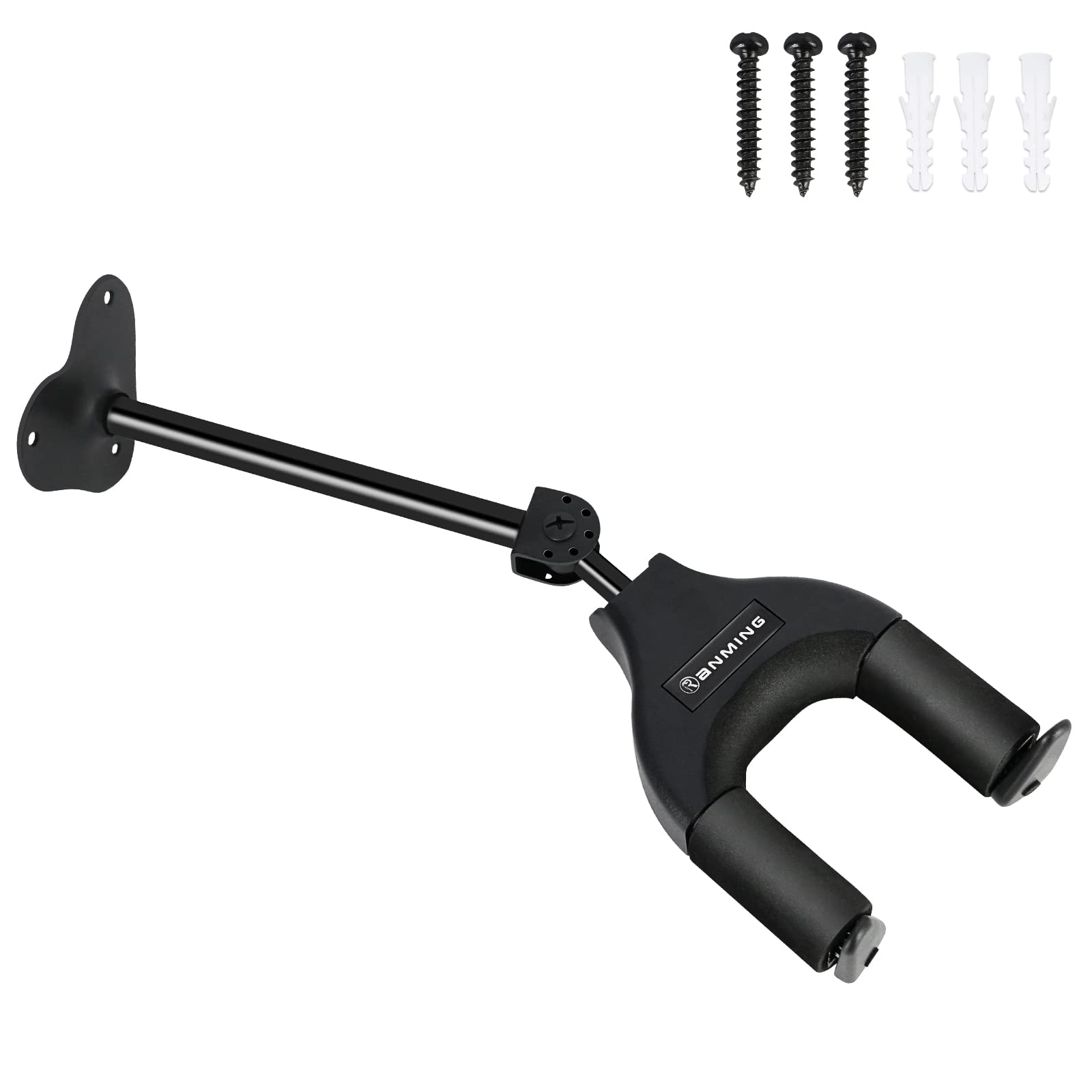 Ranming Guitar Wall Hook Hanger ,Metal Base Wall Mount Hangers, Lengthen Auto Locking Guitar Hangers Accommodates Many Styles In