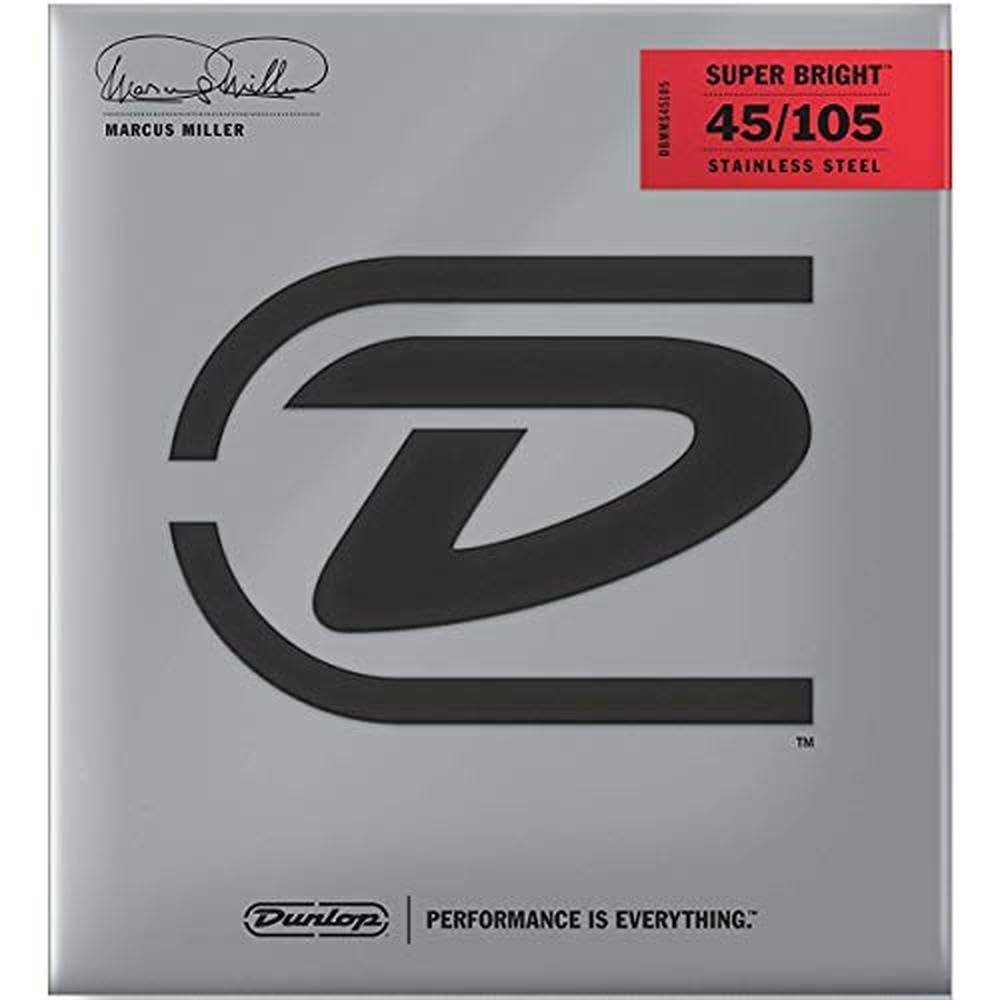 Jim Dunlop Dunlop Dbmms45105 4/Set Marcus Miller Super Bright Stainless Steel Bass Strings Medium (.045.105) (38440450541)