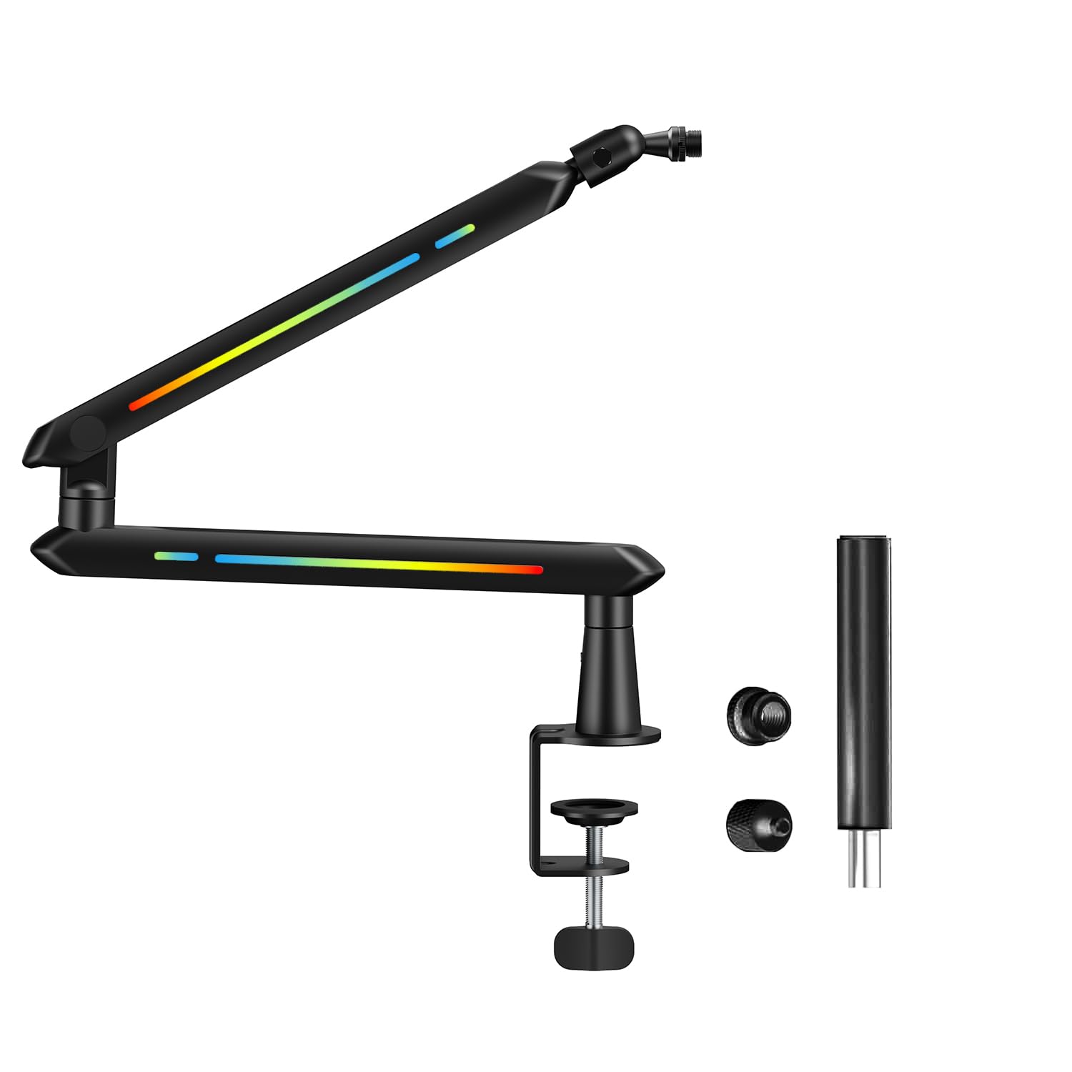 Audio Array Aa-19Bl Rgb Low Profile Boomarm Stand With Riser | 71Cm Reach & 20 Rgb Lighting Effects & Built-In Cable Management 