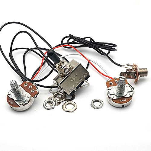 Saphue Guitar Wiring Harness, Guitar Prewired Harness Humbucker Wiring Harness Prewired 3 Way Chrome Box Toggle Switch 500K Pots