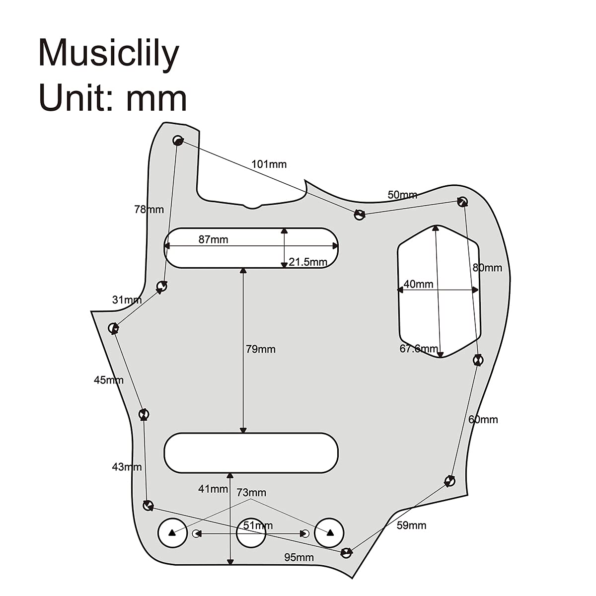 Musiclily Pro 10-Hole 65 60s Vintage Style Guitar Pickguard for Fender American Jaguar, 4Ply Tortoise Shell
