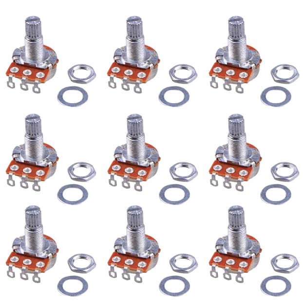 10pcs Guitar & Amp Potentiometer, 500K Audio, Knurled Split Shaft