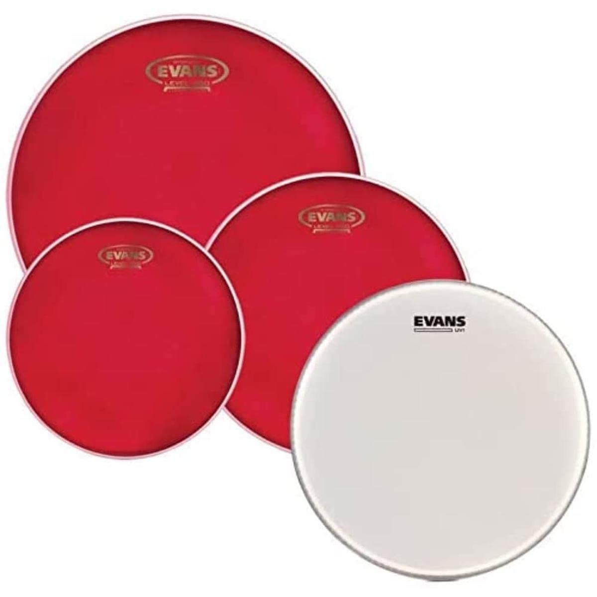 Evans Drum Heads - Hydraulic Red Standard Pack (12, 13, 16) with 14 UV1 Coated Snare Head