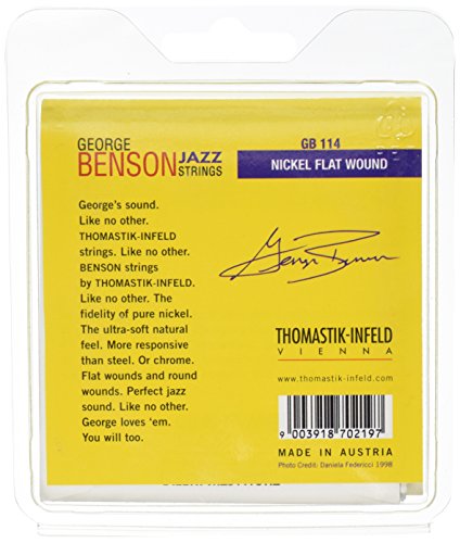 Thomastik-Infeld GB114 Jazz Guitar Strings: George Benson 6 String Set - Pure Nickel Flat Wounds E, B, G, D, A, E Set