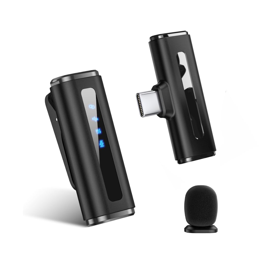 Digitek DWM-010 Wireless Microphone with Type-C Connector, 2.4G Plug & Play Lavalier Mic, Noise Reduction, 40m Range, 7H Battery