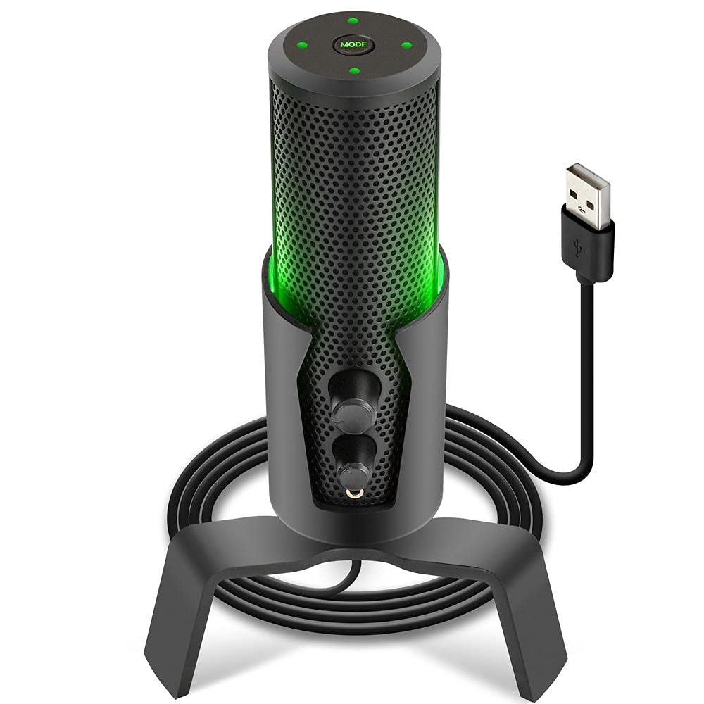 Pyle Selectable Pickup Pattern Rgb Usb Microphone - 4 Recording Modes Cardioid, Bidirectional, Stereo, Omnidirectional - Condens
