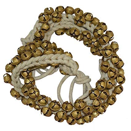 UAPAN Brass Ghungroo White Cotton String Anklets Bells (2.0 cm, 100+100, Pair)