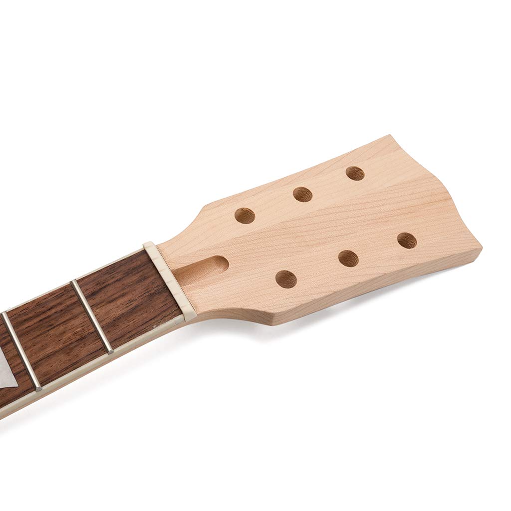 Ogdni 22 Fret Guitar Neck Maple Rosewood Fingerboard with Binding Inlay for Lp Electric Guitar Neck Replacement