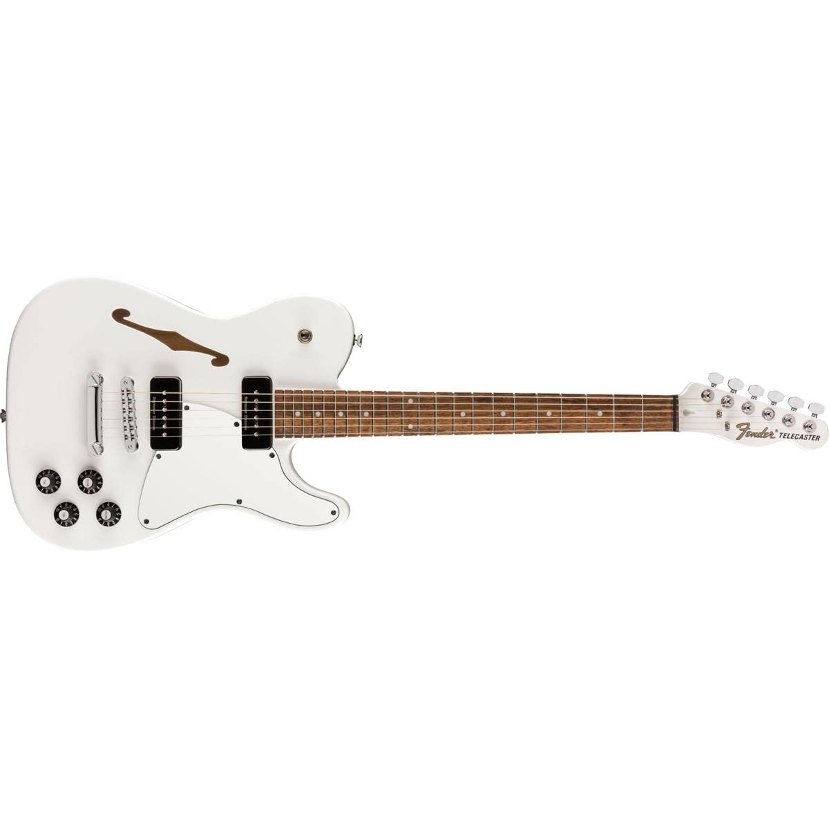 Fender Jim Adkins JA-90 Thinline Telecaster Electric Guitar, White, Laurel Fingerboard