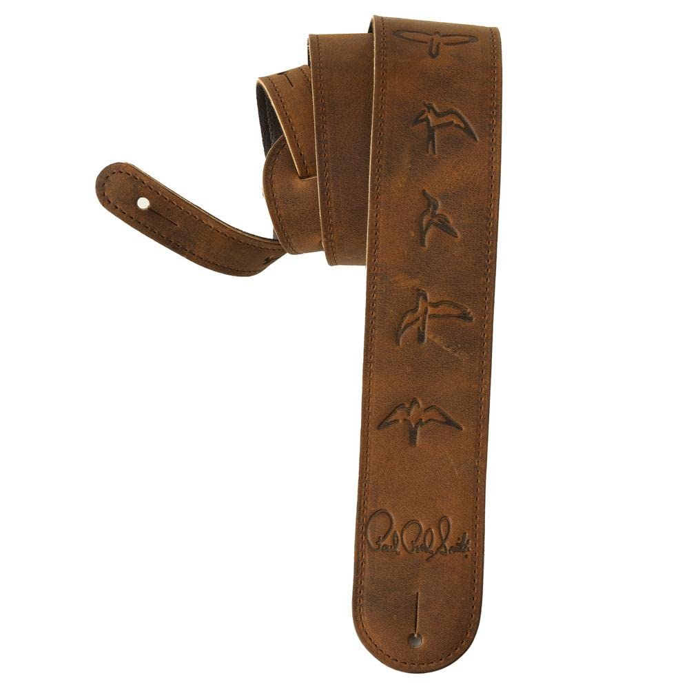 Prs Leather Birds Guitar Strap, Distressed Brown, One Size