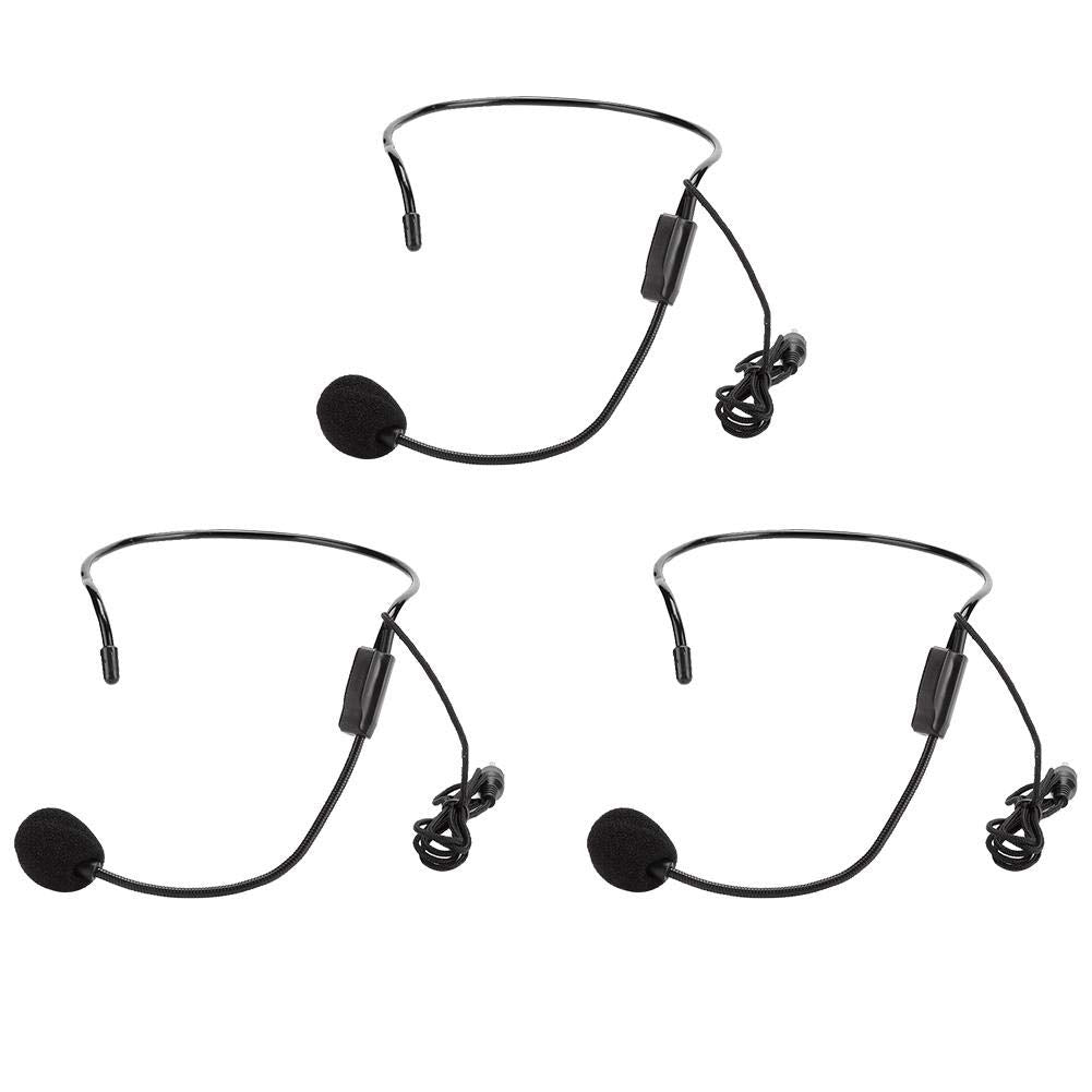 Wendry Headset Microphone,3Pcs 3.5 mm Screw Plug Wired Head Condenser Microphone Headset Mic for Shopping Guider Lecture,Teachin