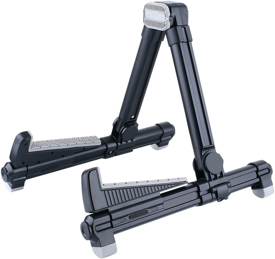 Stallion Sl101 Aluminium Guitar Stand - Foldable, Adjustable For All Types Of Guitars, Basses, Ukuleles And Violins, Banjo (Blac