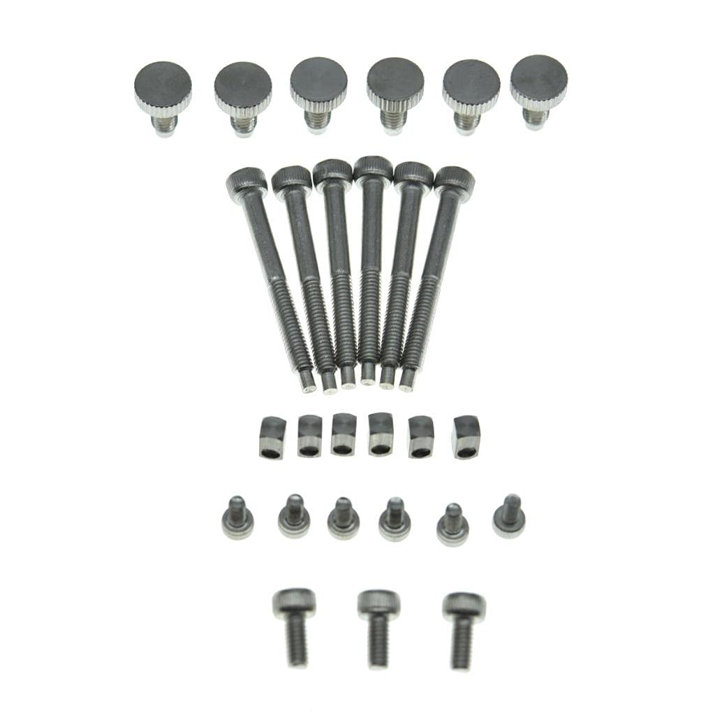 Kaish Whole Set Stainless Steel Tremolo Fine Tuner Screws String Insert Block Saddle Mounting Screws Locking Nut & String Lock S