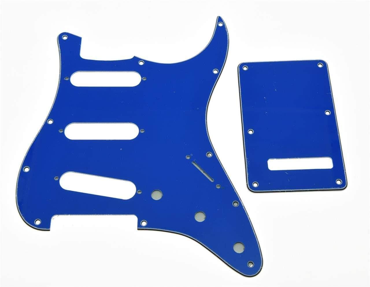 Dopro 11 Hole Strat SSS Pickguard ST Back Plate Trem Cover for USA/Mexican FD Strat Blue 3 Ply