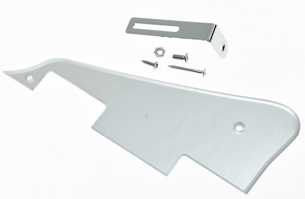 Kaish Silver Mirror Lp Guitar Pickguard With Chrome Bracket For Epi Les Paul