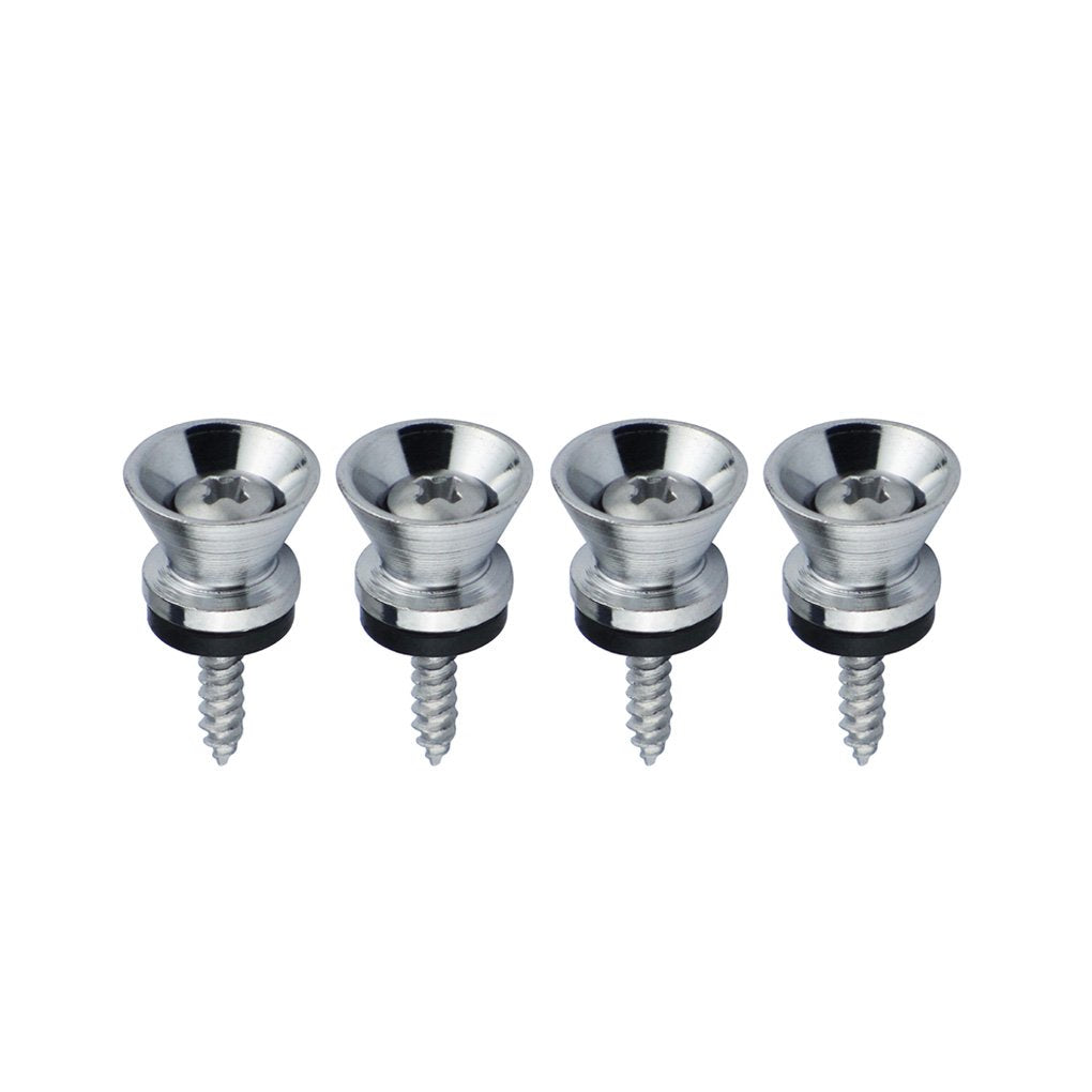 FLEOR 4pcs Chrome Metal Guitar Strap Locks Buttons End Pins with Screws & Washers for Guitar Bass Ukulele Mandolin