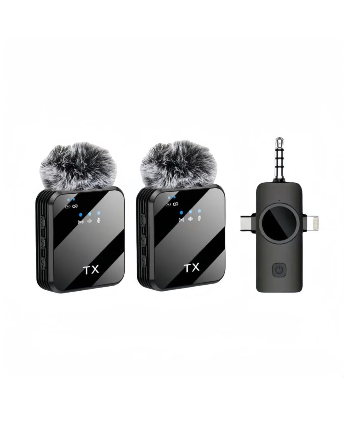 Goodir 3 in 1 Mini Wireless Lavalier Microphone for iPhone/Android/Camera,328ft Transmission, 18H Battery Life, Noise Reduction 