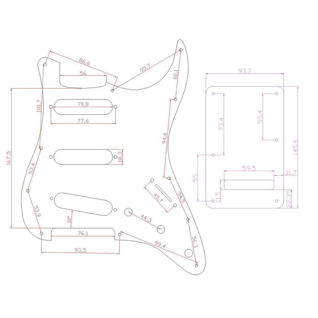 Dopro Black/White Grid 11 Hole Strat SSS 3D Printed plastic pickguard ST Back Plate Trem Cover for USA/Mexican FD Strat