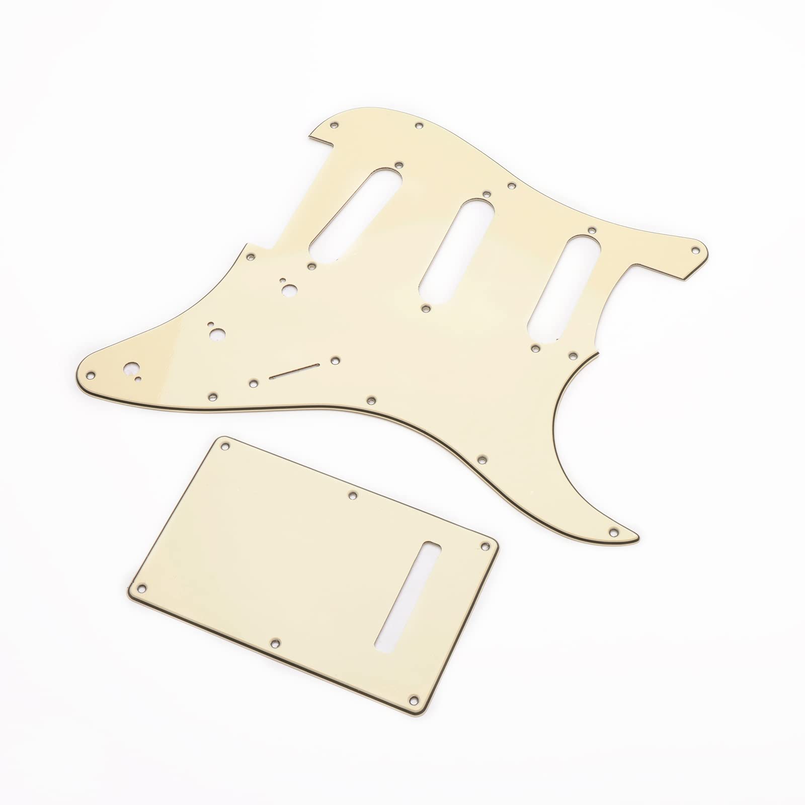 Unxuey 11 Hole Guitar Pickguard SSS Strat Pickguard Backplate Set with Pick Guard Screws for Standard Strat Modern Style Guitar