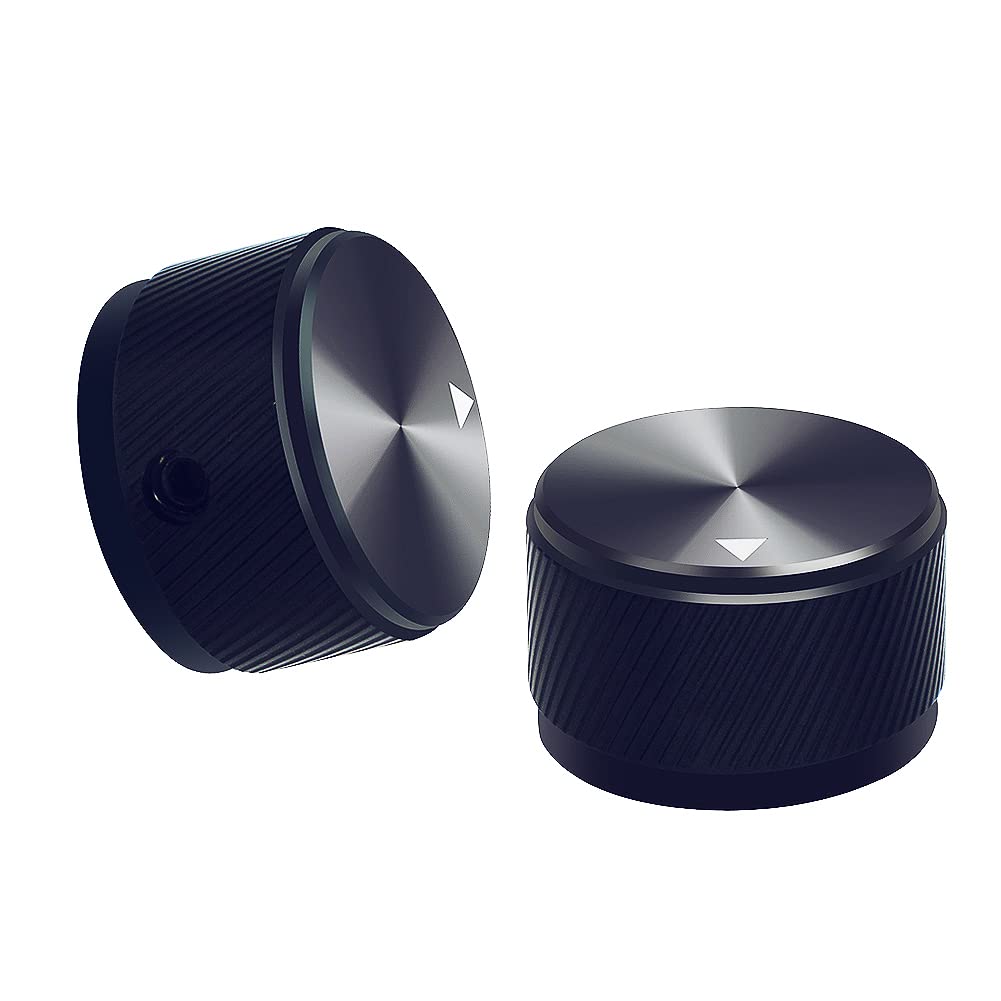 mxuteuk 3Pcs Black Guitar Knobs Aluminum Alloy Potentiometer Control Knob Volume Audio Electric Guitar Bass Knob Screw Type 25 x