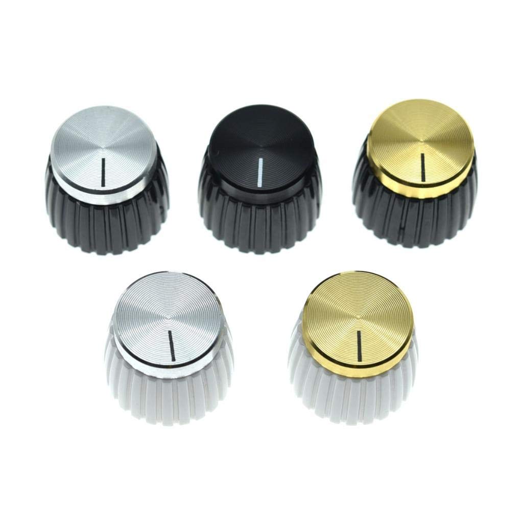 KAISH 10pcs Guitar AMP Amplifier Push on fit Knobs Black with Black Cap for Marshall Amplifiers with 6mm diameter Pots