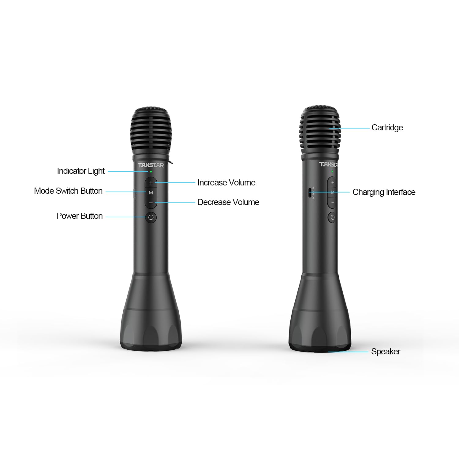 TAKSTAR 2-in-1 Bluetooth Wireless Microphone & Voice Amplifier, Portable Handheld Mic Speaker For Karaoke, Meeting, Outdoors, Sp