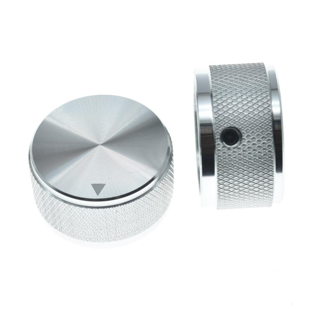 KAISH 2-Pack 1-3/16(30mm) Diam. Aluminium Potentiometer Knobs 1/4 Universal Metal Pot Knobs with Indicator and Set Screw for AMP