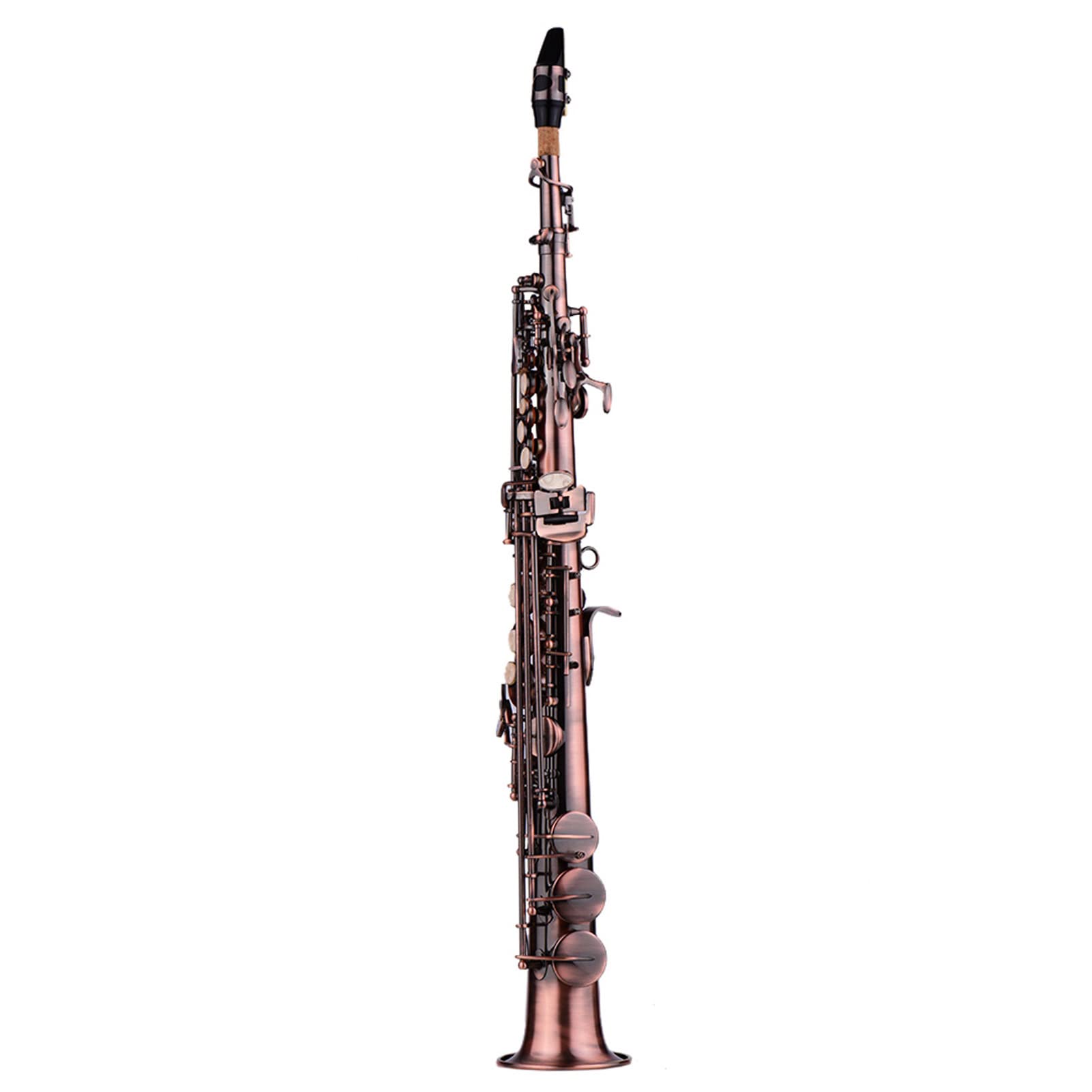 summina Straight Saxophone Bb Soprano Saxophone Sax Professional Red Bronze straight saxophone Woodwind Instrument with Case Glo