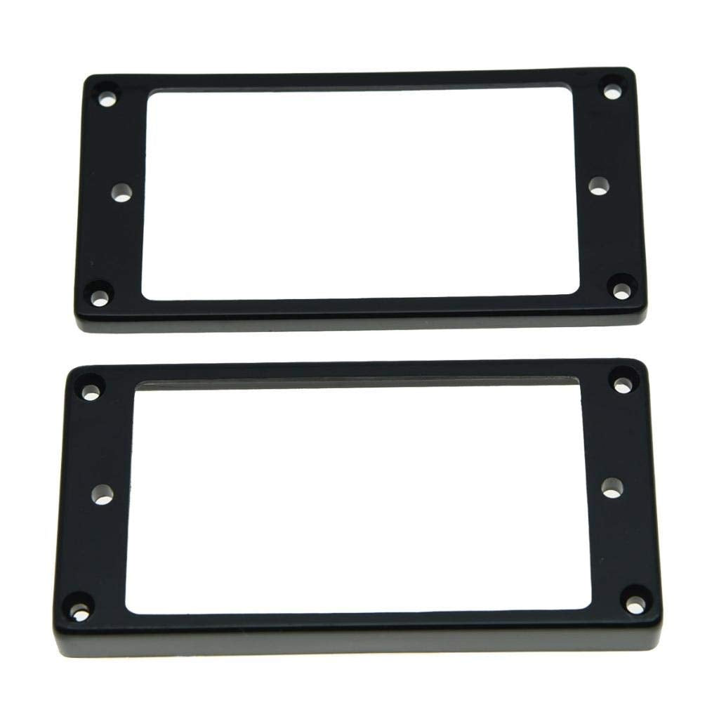 Kaish 2Pcs Black Humbucker Pickup Ring Flat Base Bottom Frame For Epiphone Lp Guitar