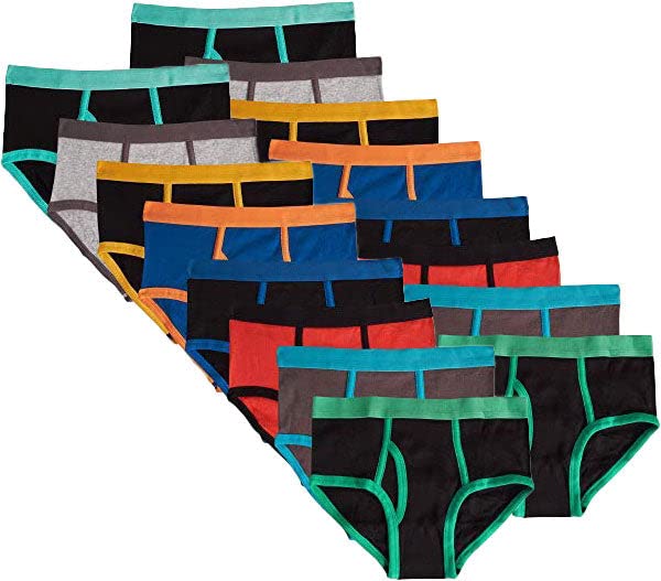 Mallary By Matthew Boys 100 Cotton Briefs Underwear (16 Pack) Basics Multicolored Elastic Briefs, Small