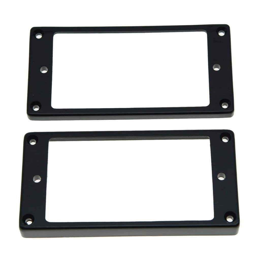 Dopro Set Of 2 Plastic Humbucker Pickup Ring Pickup Mounting Frame Flat Bottom 3 * 5 For Neck And 7 * 9 For Bridge Pickup Black