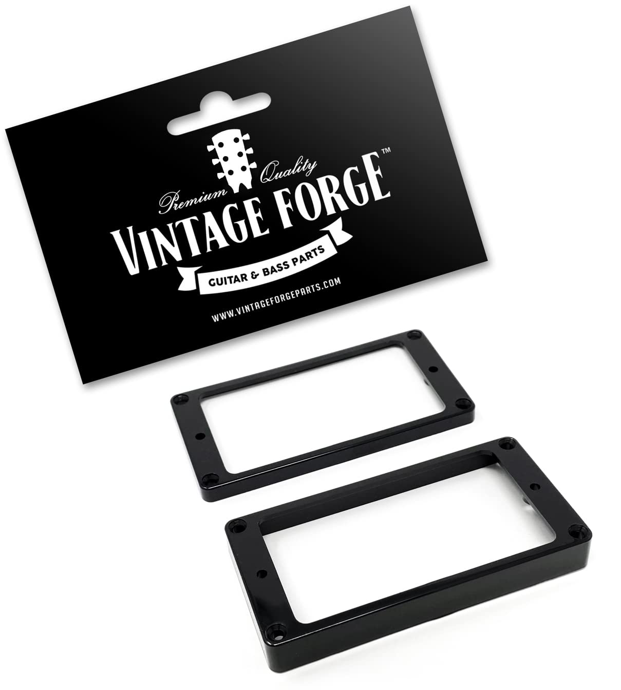 Vintage Forge Black Flat Bottom Humbucker Pickup Mounting Ring Set (Bridge & Neck) compatible with Gibson Les Paul SG Guitars HR