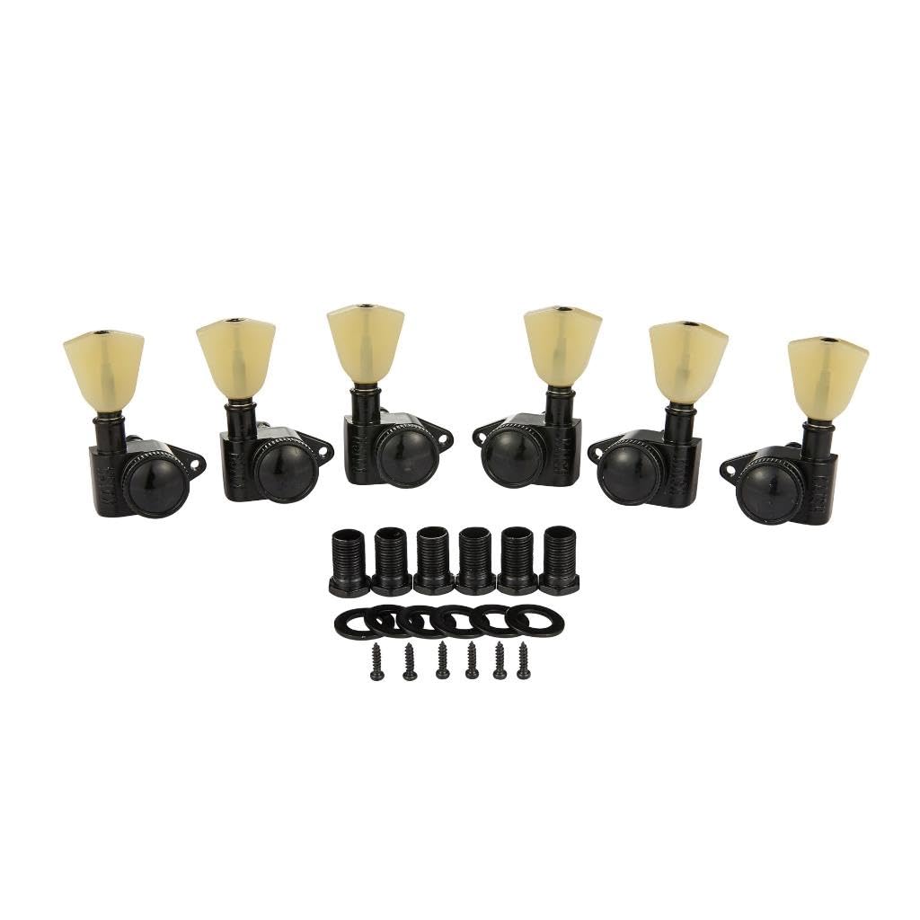 Kaish Black 3+3 Locking Tuners 21:1 Locking Tuning Machines Locking Tuning Keys With Vintage Keystone Buttons For Usa Lp/Les Pau