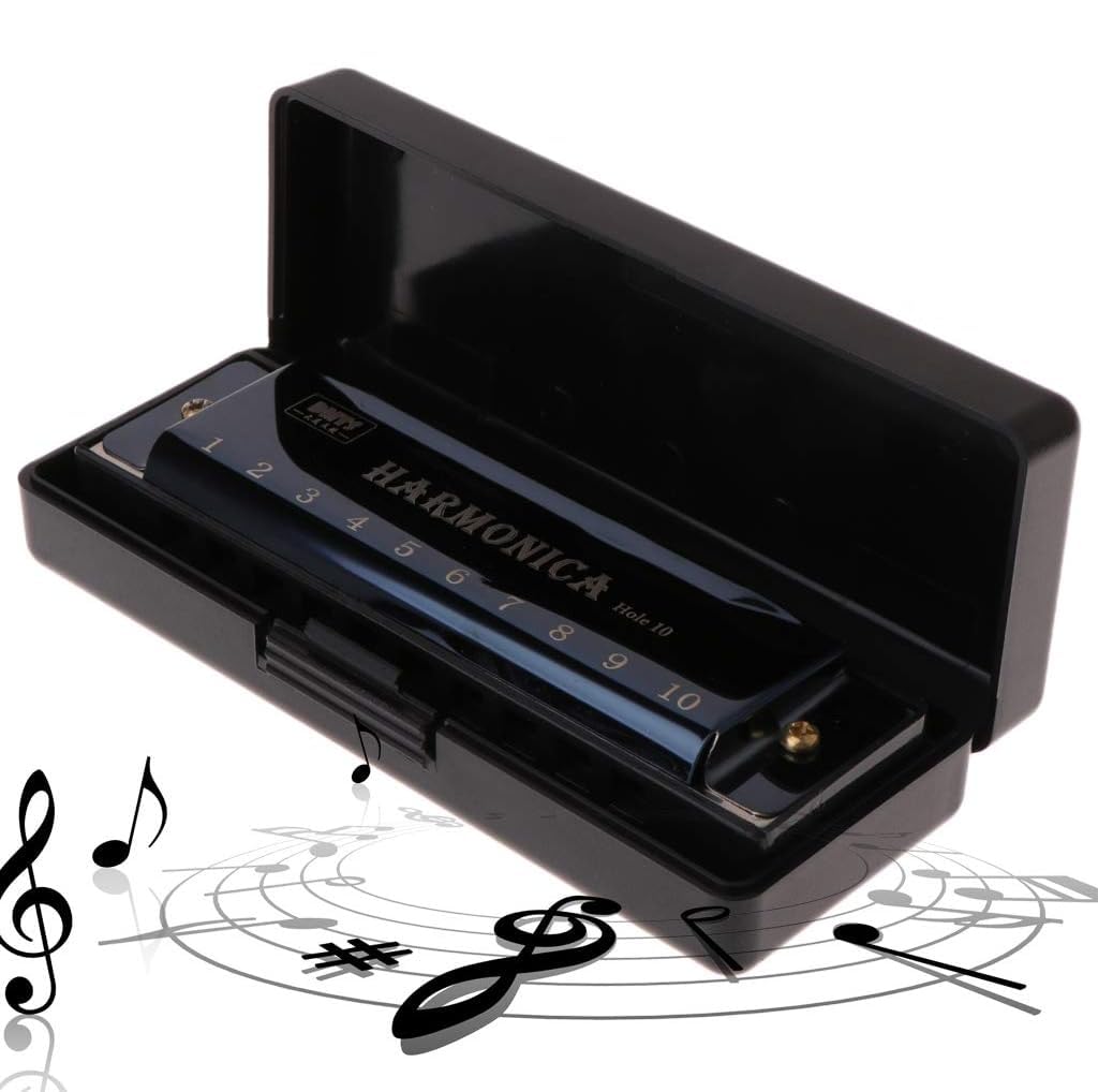 Krlz Harmonica C, 10 Hole 20 Tunes Blues Harmonica Tone C With Case For Beginners, Students And Professionals