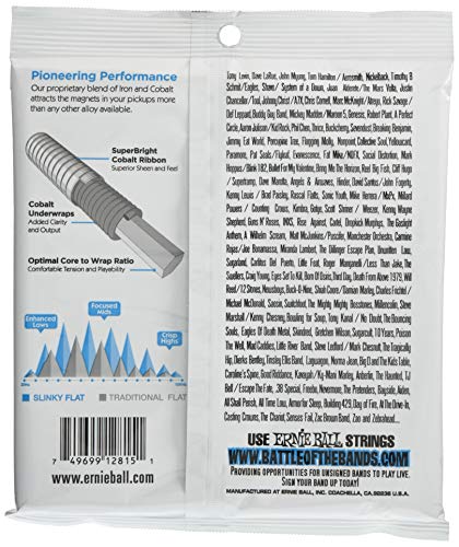 Extra Slinky Cobalt Flatwound Electric Bass Strings 40-95 Gauge