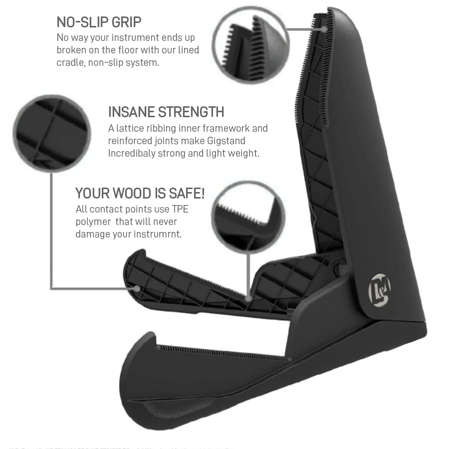 ACOUSTC GIGSTAND: Ultimate Portable Professional Grade Acoustic Guitar Floor Stand - Sturdy Folding A-Frame Stringed Instrument