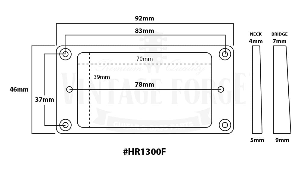 Vintage Forge Black Flat Bottom Humbucker Pickup Mounting Ring Set (Bridge & Neck) compatible with Epiphone Guitars HR1300F-BLK