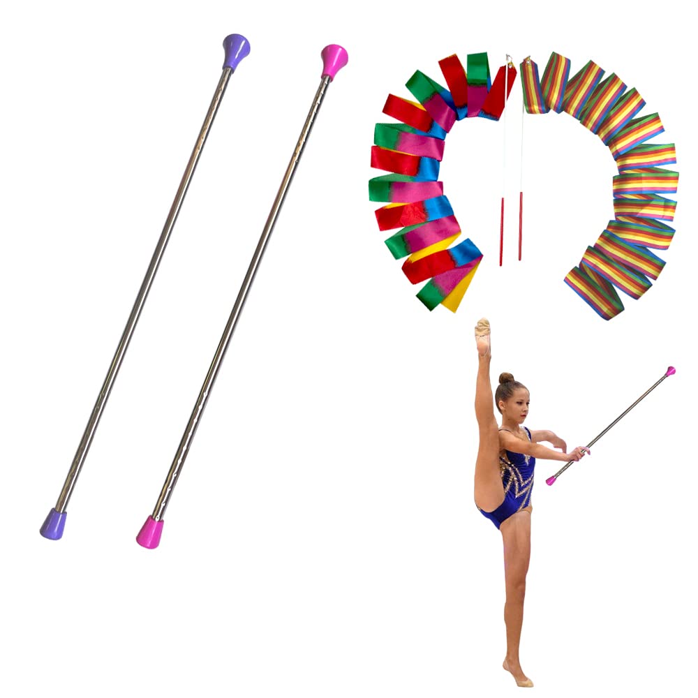 Oiloda 2 Pcs Twirling Baton 26-Inches Marching Band Baton Spinning Dance Baton Metal Gymnastics Parade Stick for Child in Majore