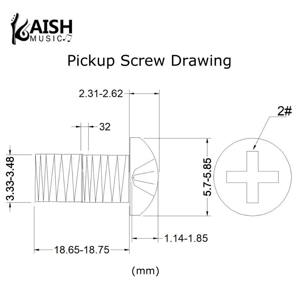 KAISH 20-Pack Stainless Steel American #6-32 Single Coil Pickup Screws with Springs for Stratocaster/Telecaster Black