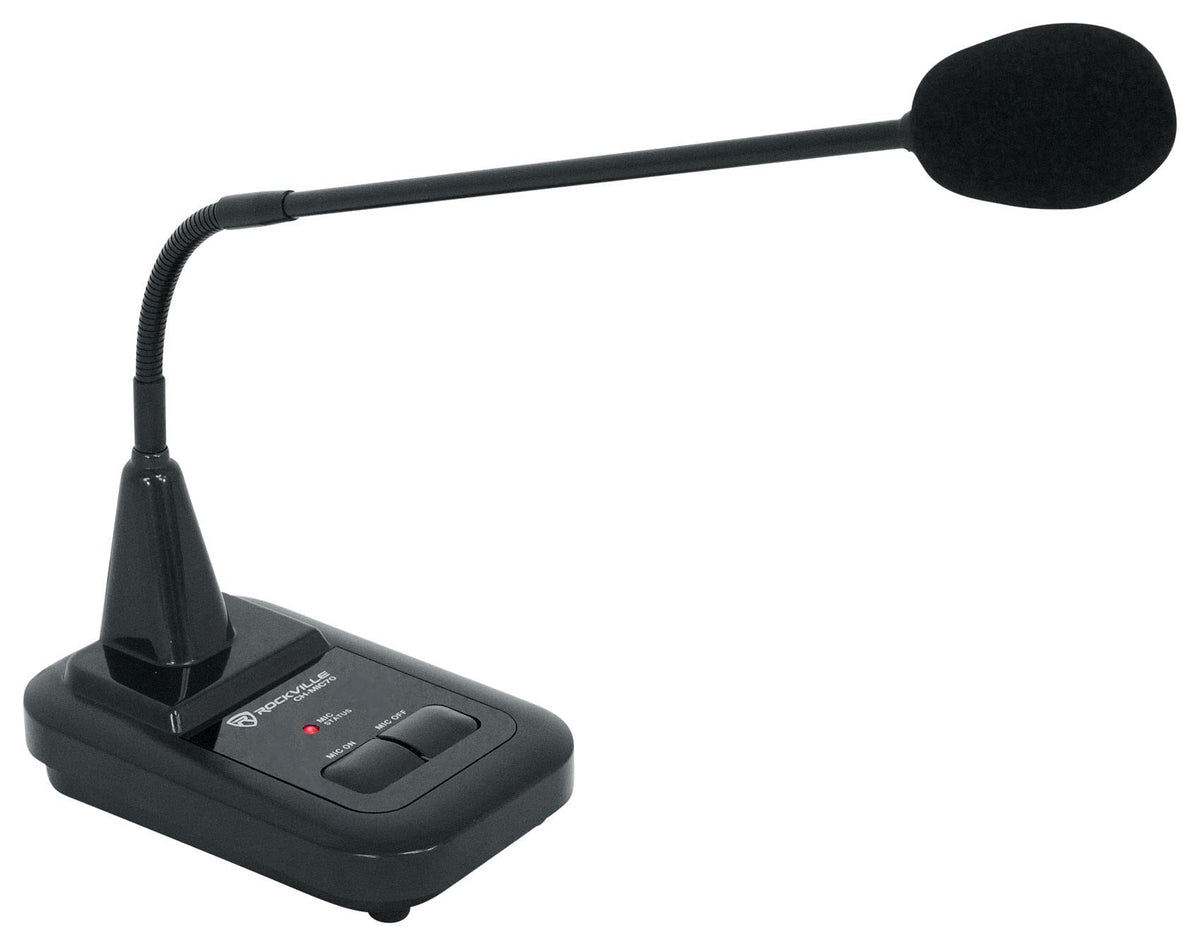 Rockville Ch-Mic70 Push To Talk Commercial Gooseneck Paging Microphone W/Chimes