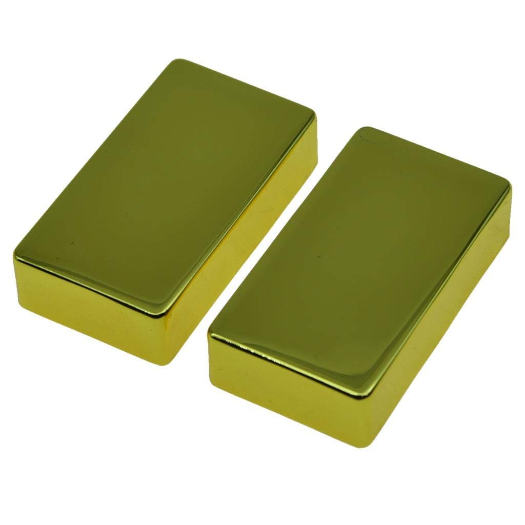 KAISH Set of 2 Sealed Humbucker Guitar Pickup Covers Brass Humbucker Pickup Cover Without Holes Gold