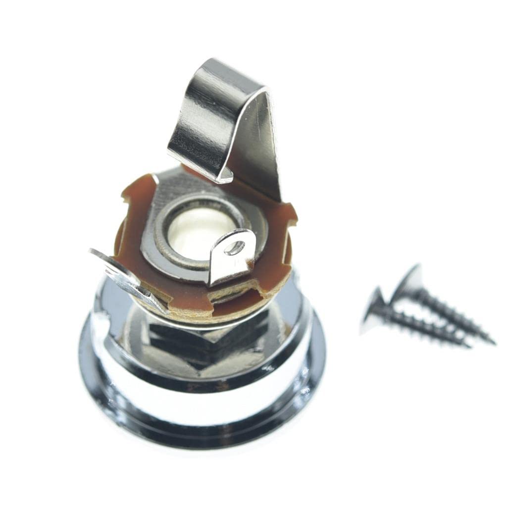 KAISH Chrome Brass Metric Electric Guitar Jackplate Electrosocket Jack Plate with Brass Output Mono Jack and Screws for TL/Tele